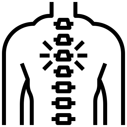 Line icon of a torso and spine representing minimally invasive spine procedures